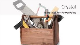  Presentation with carpenter - Cool new PPT layouts with old carpenter wooden toolbox backdrop and a white colored foreground
