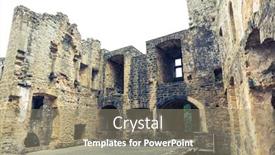  Presentation with ancient ruins - Colorful PPT theme enhanced with old-castle-burned-ruins-ancient backdrop and a coral colored foreground