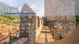  Presentation with castle - Beautiful presentation theme featuring old-castle-castello-scaligero backdrop and a sky blue colored foreground