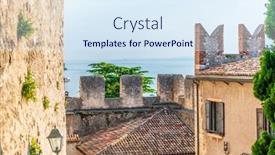  Presentation with castle - Presentation theme having old-castle-castello-scaligero background and a sky blue colored foreground