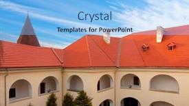  Presentation with roof - PPT theme featuring old-castle-with-red-tiled background and a light blue colored foreground