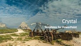  Presentation with france - Theme enhanced with old catapult in les baux background and a gray colored foreground