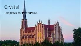  Presentation with catholic old - Slide set having old-catholic-church-in-hierviaty background and a light blue colored foreground