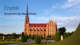  Presentation with catholic old - Audience pleasing presentation design consisting of old-catholic-church-in-hierviaty backdrop and a light blue colored foreground