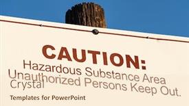  Presentation with hazardous - Beautiful PPT theme featuring old-caution-hazardous-substance-area backdrop and a lemonade colored foreground
