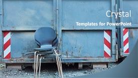  Presentation with industrial waste - Colorful presentation enhanced with old-chairs-stacked-as-bulky backdrop and a teal colored foreground
