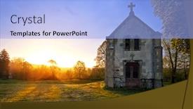  Presentation with spring - Cool new PPT layouts with old-chapel-during-a-blazing backdrop and a light blue colored foreground