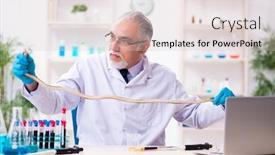  Presentation with chemist - PPT theme consisting of old-chemist-holding-snake background and a lemonade colored foreground