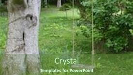  Presentation with swing - Slides featuring old child garden rope swing background and a tawny brown colored foreground