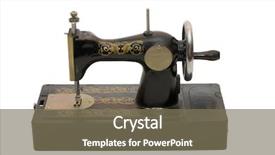  Presentation with sewing machine - Presentation theme featuring old children sewing machine isolated background and a violet colored foreground