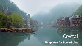  Presentation with old china - Cool new presentation theme with old china - old chinese traditional town backdrop and a ocean colored foreground