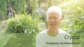  Presentation with senior asian - Colorful slide deck enhanced with old china - portrait of white hair asian backdrop and a mint green colored foreground