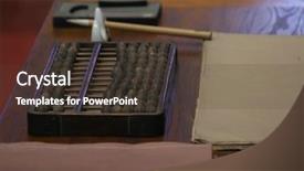  Presentation with ink - Colorful PPT theme enhanced with old chinese abacus and ink-stone backdrop and a tawny brown colored foreground