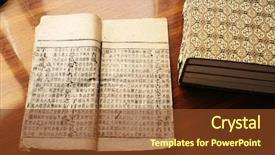  Presentation with old book - Amazing presentation theme having old chinese book backdrop and a tawny brown colored foreground