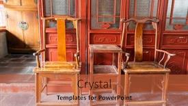  Presentation with old style - PPT theme featuring old-chinese-style-interior-furniture background and a red colored foreground