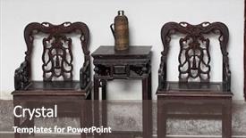  Presentation with old style - Presentation theme consisting of old chinese style interior furniture background and a dark gray colored foreground