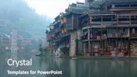  Presentation with chinese traditional - Slide deck enhanced with old chinese traditional town background and a gray colored foreground