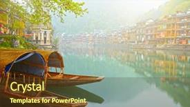  Presentation with chinese traditional - Presentation theme with old chinese traditional town background and a tawny brown colored foreground