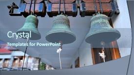  Presentation with church bells - Presentation theme featuring old church bells background and a seafoam green colored foreground