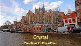  Presentation with amsterdam - Presentation design with old church in amsterdam netherlands background and a  colored foreground