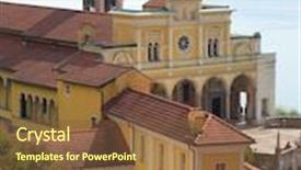  Presentation with overlook - Beautiful presentation theme featuring old church in madonna del sasso overlook magiore lake switzerland backdrop and a tawny brown colored foreground