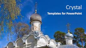  Presentation with estate - Amazing slide deck having old-church-in-museum-estate backdrop and a ocean colored foreground