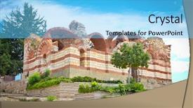  Presentation with zoroastrian ruins of ancient palace - Colorful slide deck enhanced with old church in nessebar bulgaria backdrop and a light blue colored foreground