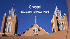  Presentation with old church building - Beautiful slides featuring old church in new mexico backdrop and a ocean colored foreground
