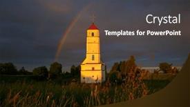  Presentation with church - Presentation theme featuring old-church-in-zaslaue-belarus background and a  colored foreground