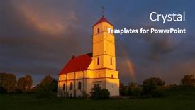  Presentation with church - Presentation featuring old-church-in-zaslaue-belarus background and a  colored foreground