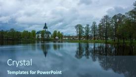  Presentation with reflecting - Presentation theme consisting of old-church-is-reflecting background and a ocean colored foreground