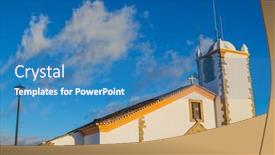  Presentation with church - Slide set enhanced with old-church-of-marvao-alentejo background and a teal colored foreground