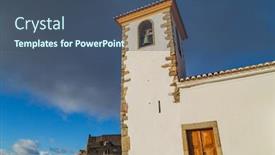  Presentation with church - PPT theme enhanced with old-church-of-marvao-alentejo background and a ocean colored foreground