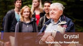  Presentation with tour - PPT layouts with old citizens - elderly man giving a tour background and a tawny brown colored foreground