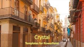  Presentation with city street - Cool new slide set with old city - valencia bolseria street in barrio backdrop and a tawny brown colored foreground