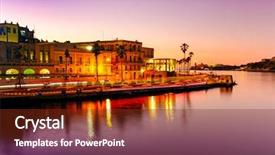  Presentation with ocean - Beautiful presentation theme featuring old city and the colonial backdrop and a tawny brown colored foreground