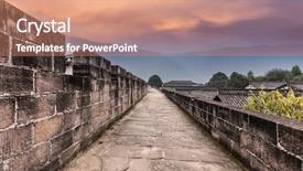  Presentation with old china - Presentation theme featuring old city in sichuan china background and a coral colored foreground