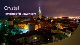  Presentation with city night - Slide deck with old-city-night-landscape background and a wine colored foreground