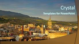  Presentation with fes - Slides with old city of morocco - fes background and a ocean colored foreground