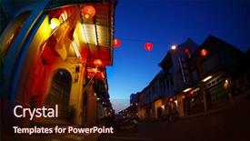  Presentation with thailand - Presentation design with old city thailand - street of phuket town background and a wine colored foreground