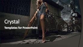  Presentation with tired - Cool new slide deck with old city thailand - tired woman urban portrait backdrop and a dark gray colored foreground