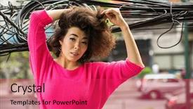  Presentation with cables wires electric wireing - PPT layouts enhanced with old city thailand - urban portrait of young asian background and a red colored foreground