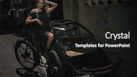  Presentation with colonial urban - PPT theme enhanced with old city thailand - woman urban portrait in front background and a dark gray colored foreground