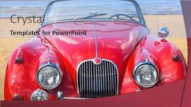  Presentation with classic car - Audience pleasing theme consisting of old-classic-red-car backdrop and a light blue colored foreground