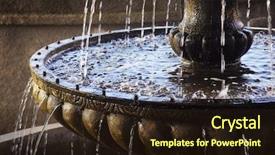  Presentation with water fountain - Slide deck with old classic style stone fountain background and a wine colored foreground