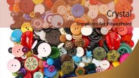  Presentation with bright colorful candy isolated - Cool new presentation with old clothes - various of colorful sewing buttons backdrop and a red colored foreground