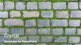  Presentation with bermuda triangle old map - Colorful presentation design enhanced with old cobblestone background with grass backdrop and a gray colored foreground