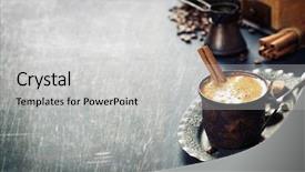 Presentation with cup coffee - Presentation theme with old coffee cup and mill background and a light gray colored foreground