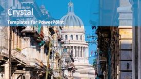  Presentation with old buildings - Beautiful PPT theme featuring old-colorful-buildings-in-havana backdrop and a teal colored foreground