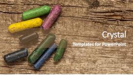  Presentation with crayons - Amazing PPT layouts having old colorful crayons on wooden backdrop and a coral colored foreground